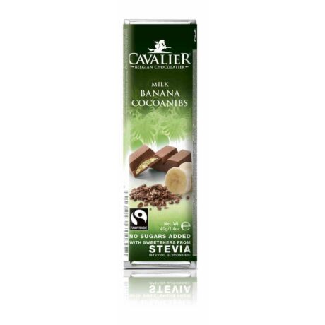 Belga Cukormentes Tejcsokoládé banánkrémmel és kakaó darabokkal, steviával | Cavalier